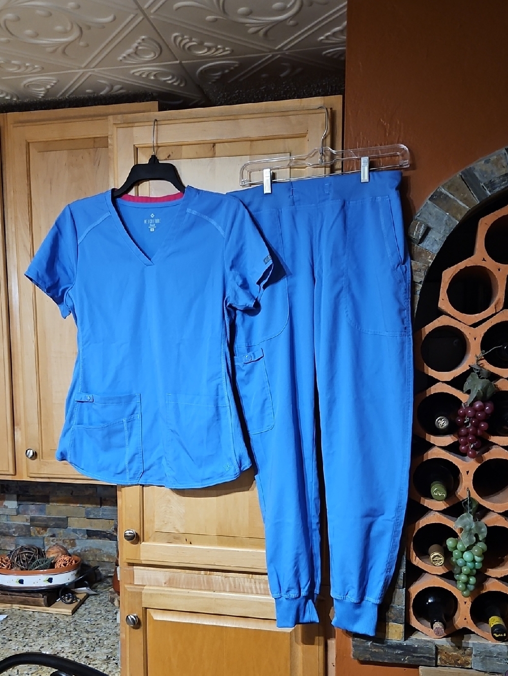 Med Couture Touch Ciel Blue Scrubs Scrub Set Jogger